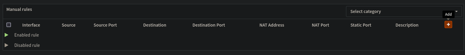 Image showing where to find the plus button for a new rule