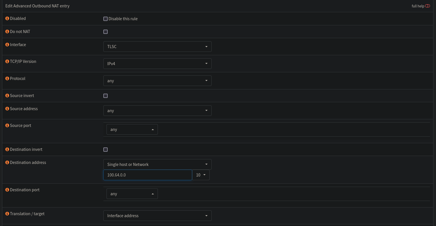 Image showing the rest of the SNAT rules