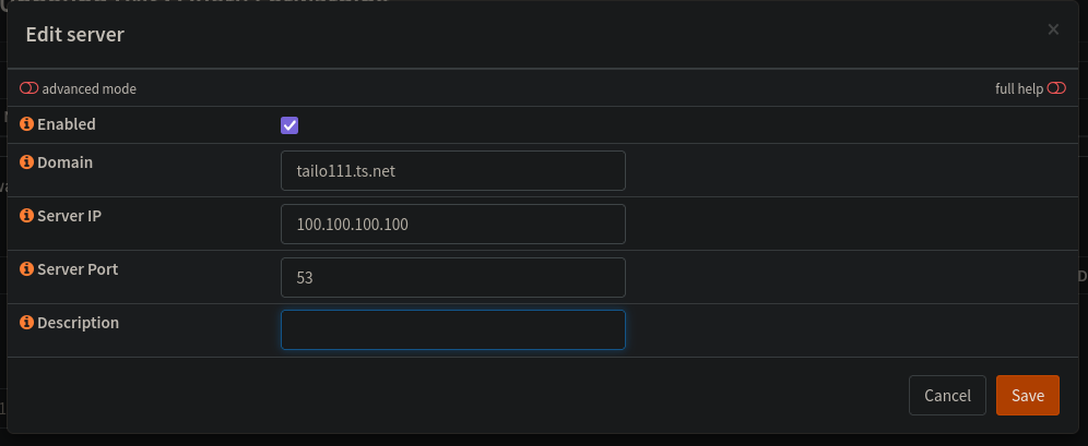 Image showing DNS settings